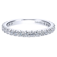 14k White Gold Contemporary Style Straight Wedding Band Diamond
